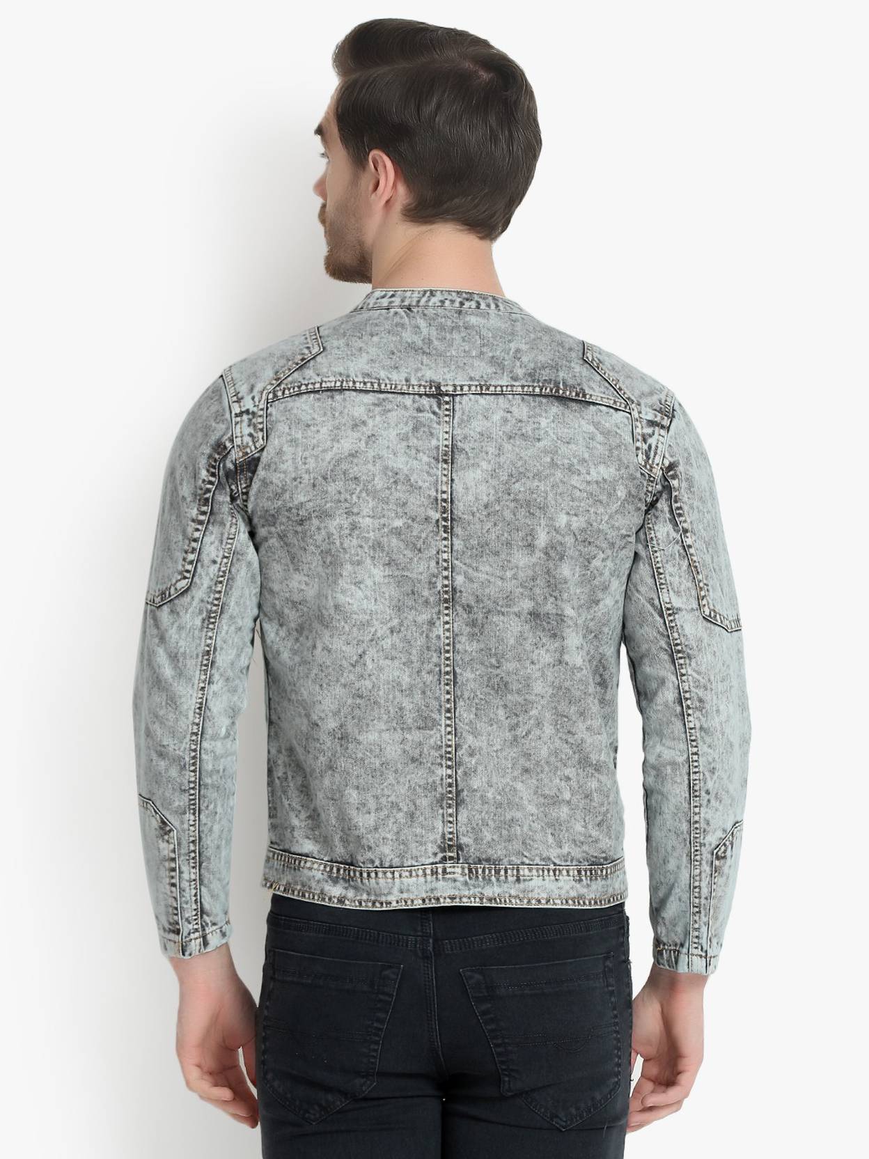 KOTTY Men Textured Denim Casual Jacket