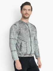 KOTTY Men Textured Denim Casual Jacket