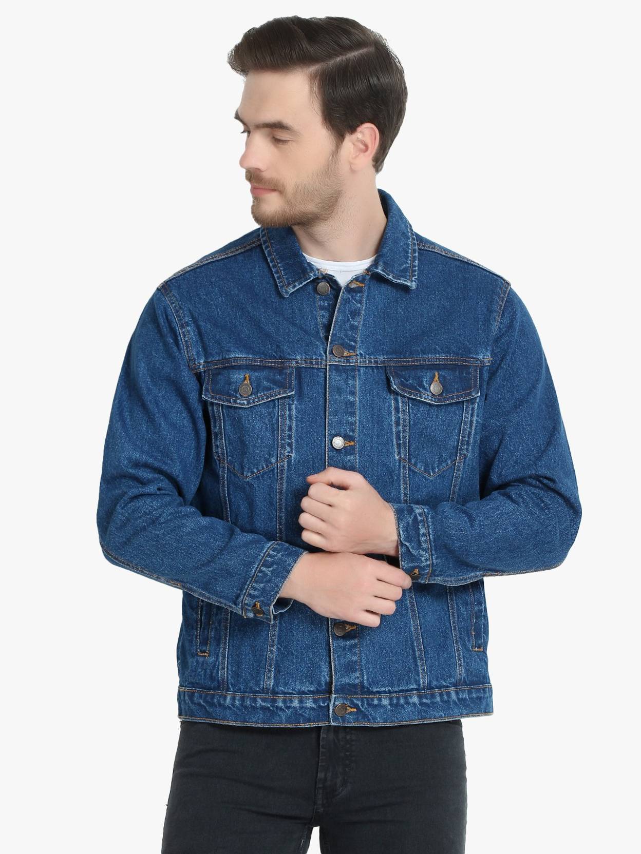 KOTTY Men Washed Denim Jacket