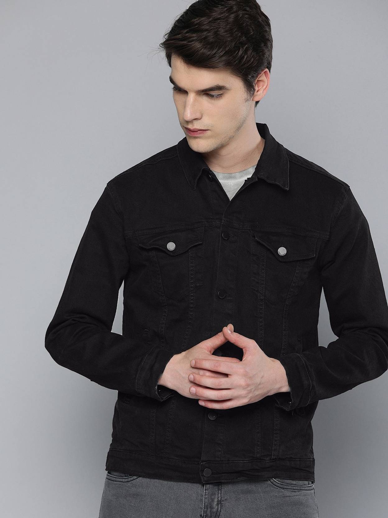 KOTTY  Men Washed Denim Jacket