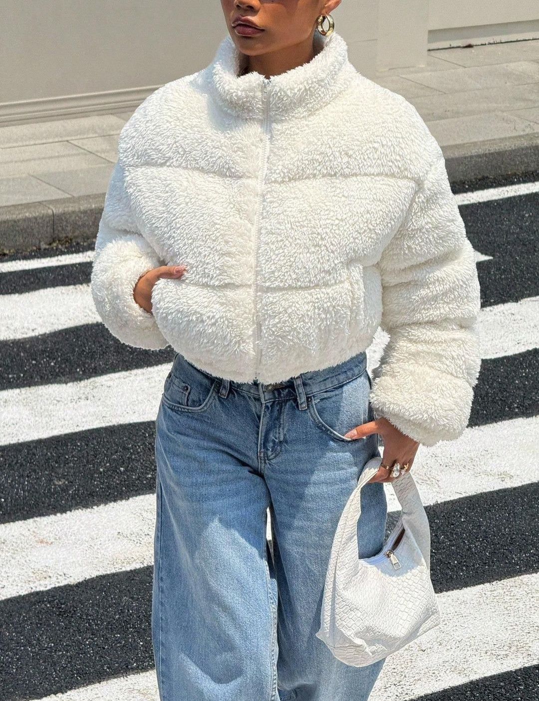 Kotty Women Woollen Crop Open Front Jacket