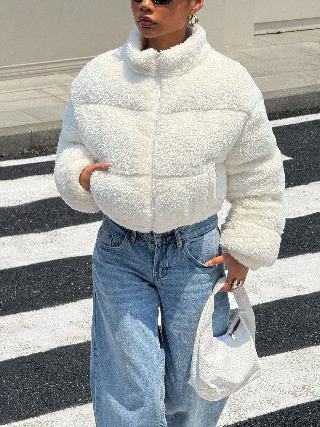 Kotty Women Woollen Crop Open Front Jacket