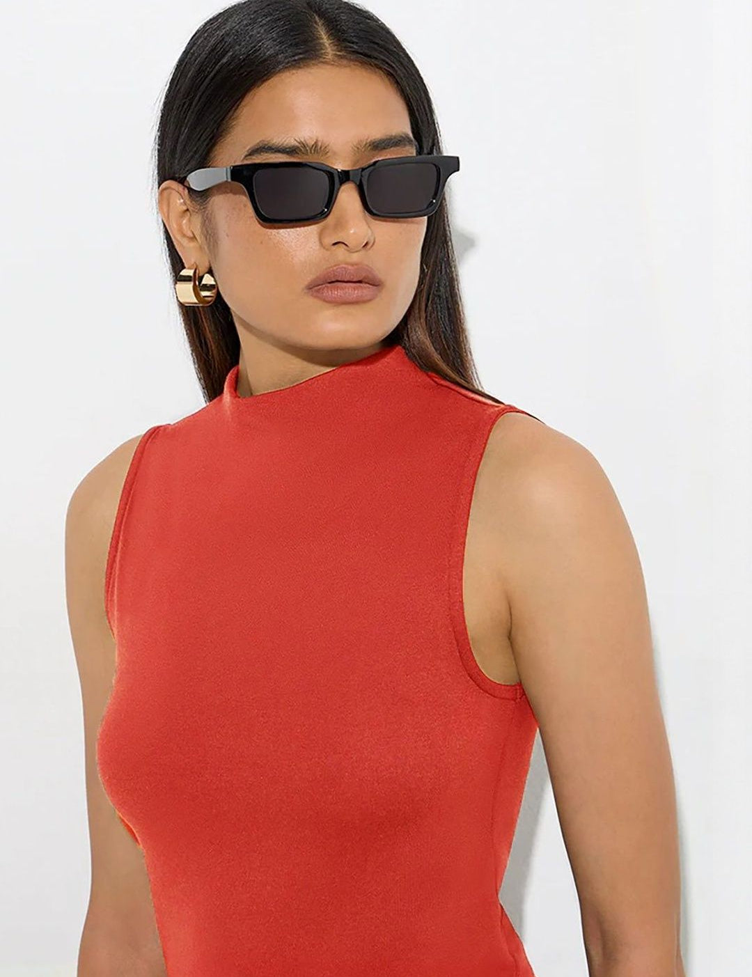 Kotty Women Solid Sleeveless High Neck Top