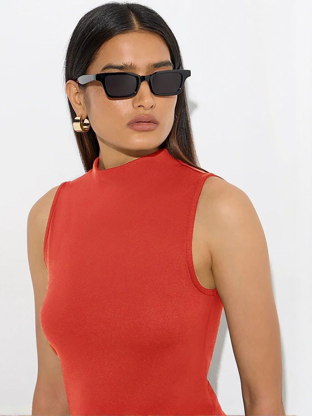 Kotty Women Solid Sleeveless High Neck Top