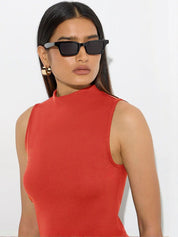 Kotty Women Solid Sleeveless High Neck Top