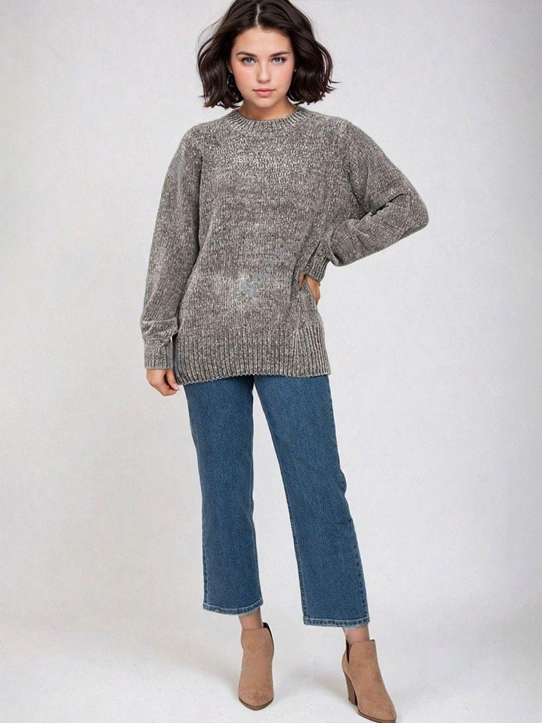 Kotty Women Self Design Long Sleeves Pullover Sweater 