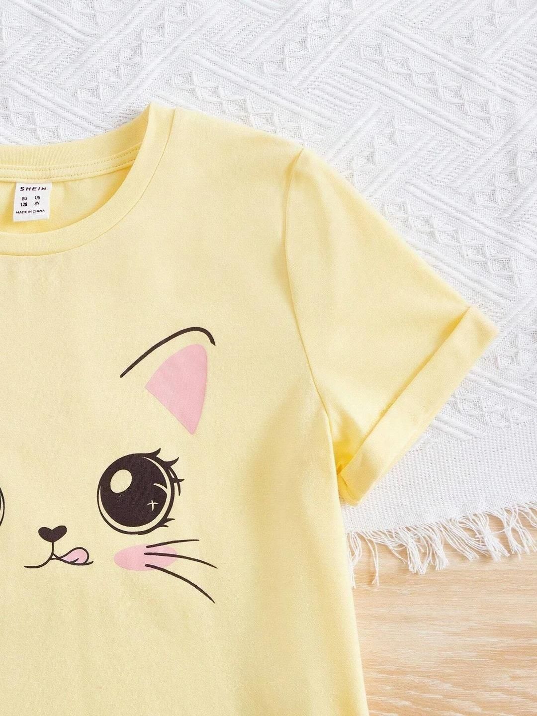 Kotty Girls Graphic Printed Round Neck Cotton Oversized T-shirt