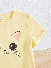 Kotty Girls Graphic Printed Round Neck Cotton Oversized T-shirt