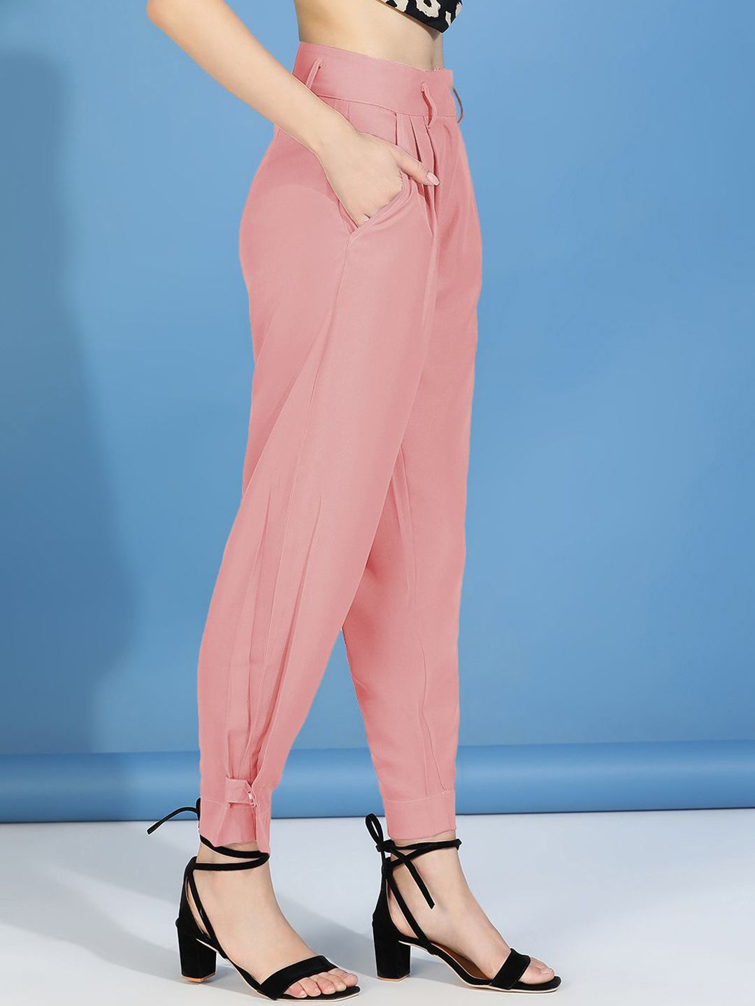 Kotty Women Relaxed Slim Fit High-Rise Easy Wash Trousers