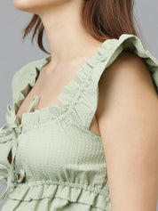 Kotty Flutter Sleeve Crepe Crop Top