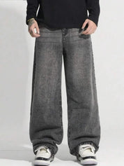 Kotty Men Wide Leg Low-Rise Light Fade Stretchable Jeans