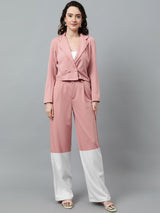 Kotty Women Colourblocked Notched Shirt With Trouser