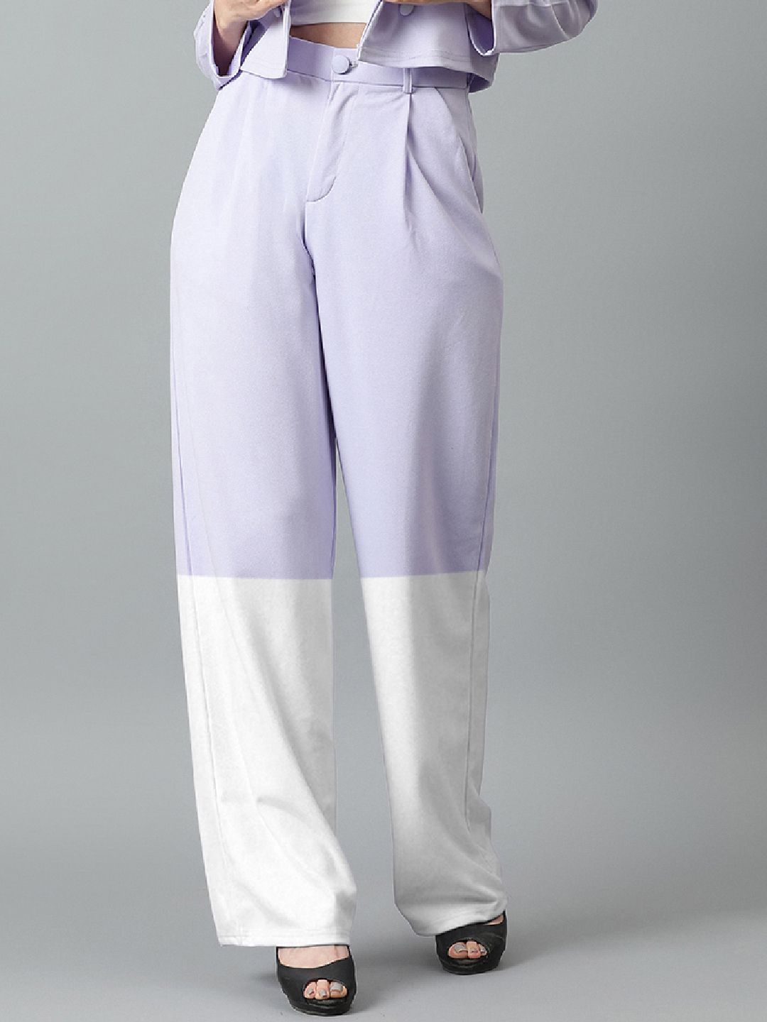 Kotty Women Colourblocked High-Rise Regular Fit Trousers