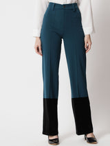 Kotty Women Colourblocked  Regular Fit High-Rise Easy Wash Trousers