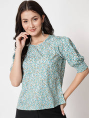 Kotty  Women Floral Printed Puff Sleeve Top