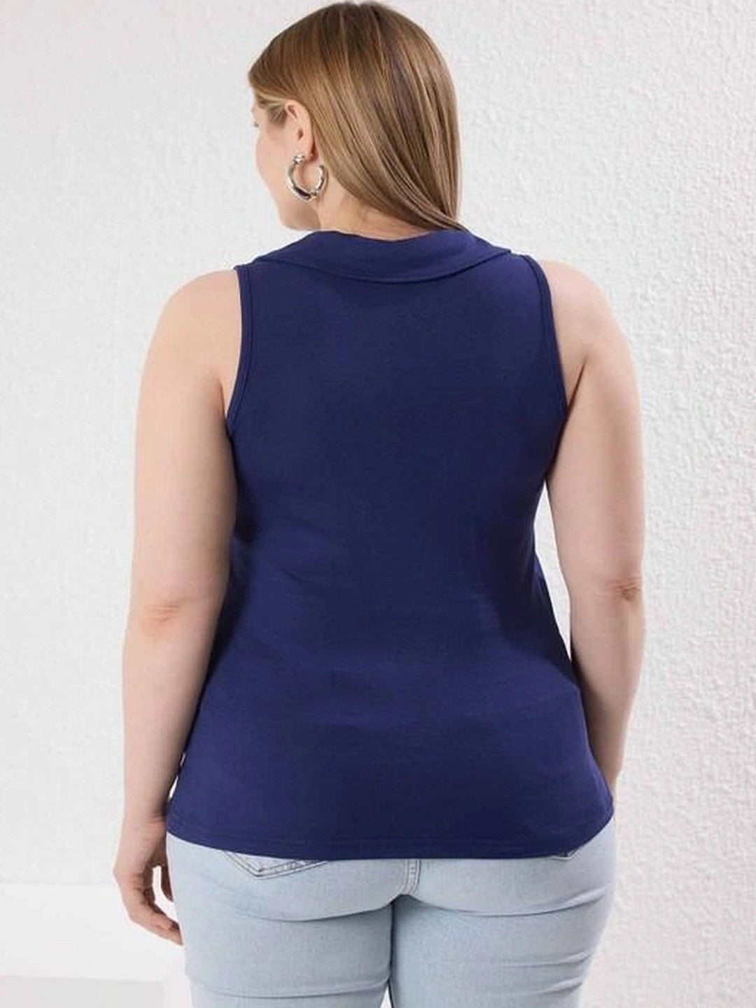 Kotty Women's Denim Blue V-Neck Sleeveless Top | Casual Stylish Wear