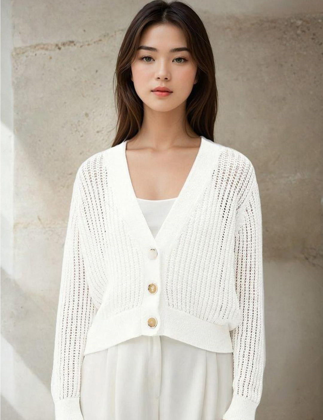 Kotty Women Open Knit Crop Cardigan