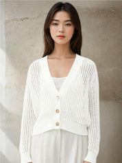 Kotty Women Open Knit Crop Cardigan