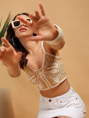 Kotty Women Floral Printed V-Neck Crop Top