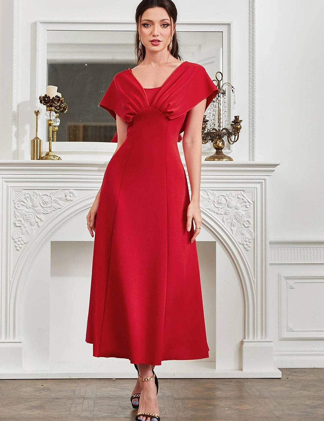 Kotty Women Solid Flared Sleeve Fit & Flare Maxi Dress