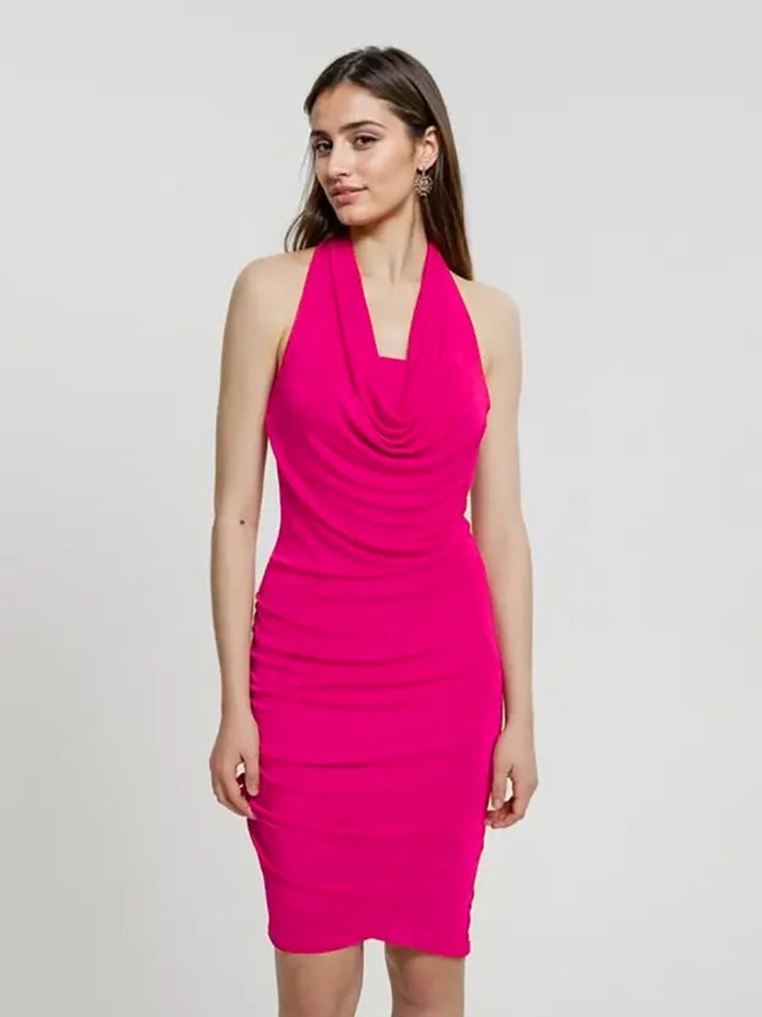 Kotty Women Halter Neck Bodycon Midi Dress