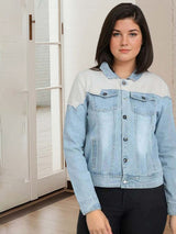 Kotty Women Spread Collar Solid Denim Jacket