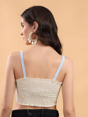 Kotty Embellished Print Cotton Crop Top