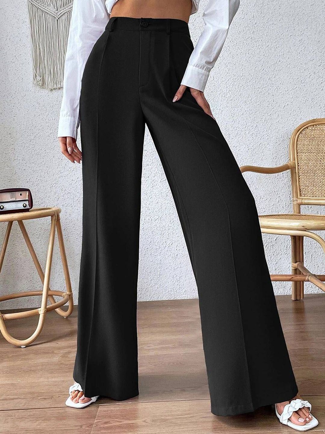 Kotty Women Relaxed Straight Leg High-Rise Easy Wash Parallel Trouser