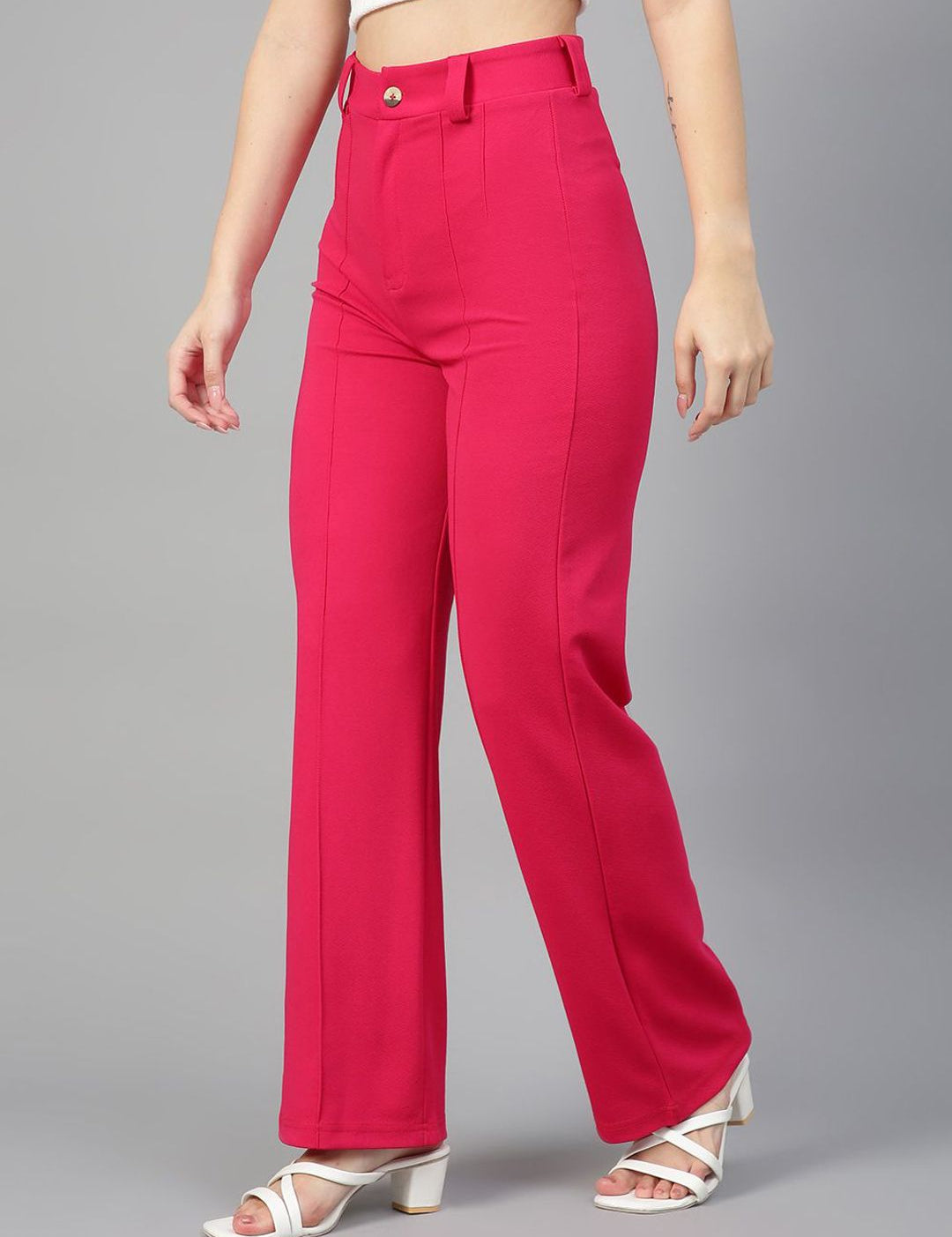 Kotty White and Pink Scoop Neck T-Shirt With Trousers