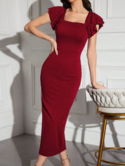 Kotty Flutter Sleeve Bodycon Maxi Dress