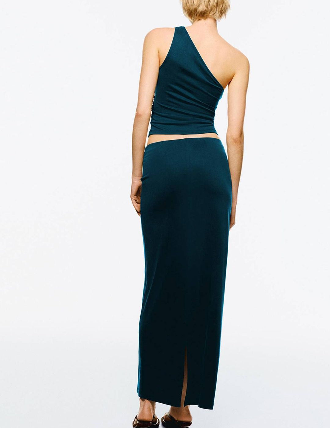 Kotty One Shoulder Crop Top With Ankle-Length Skirt Co-Ords