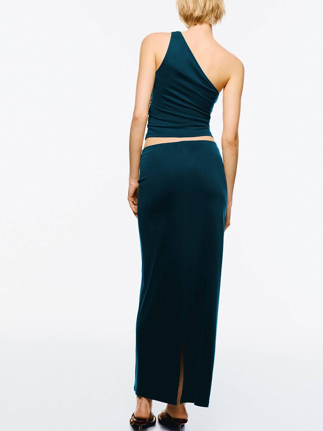 Kotty One Shoulder Crop Top With Ankle-Length Skirt Co-Ords