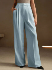 Kotty Women Relaxed Straight Leg High-Rise Pleated Wide Leg Trousers