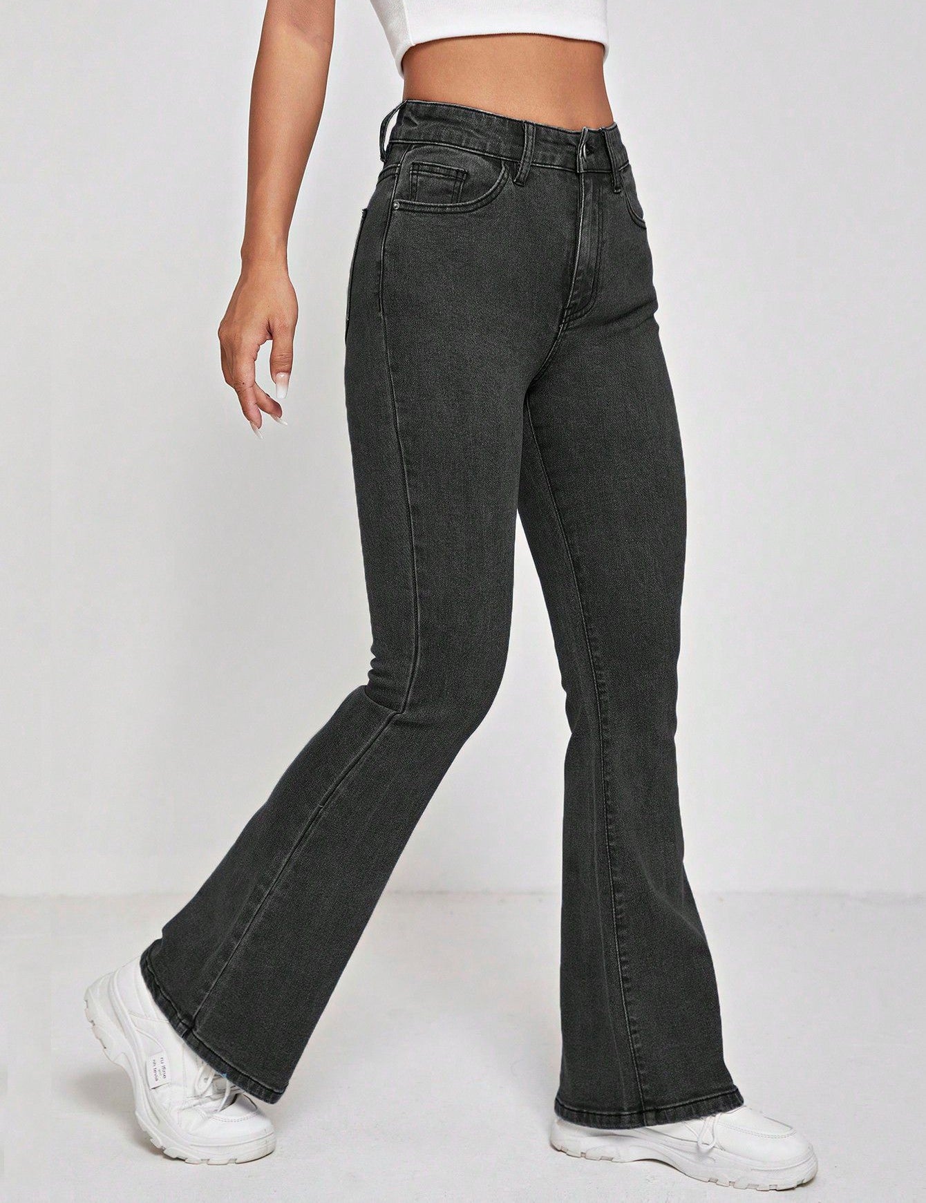 Kotty Women Black Bootcut High-Rise Clean Look Cotton Stretchable Jeans