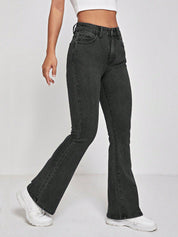 Kotty Women Black Bootcut High-Rise Clean Look Cotton Stretchable Jeans