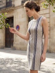 Kotty women sleeveless geometric printed sheath dress