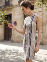 Kotty women sleeveless geometric printed sheath dress