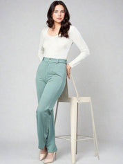 Kotty White and Green Long Sleeves T-Shirt with Trouser