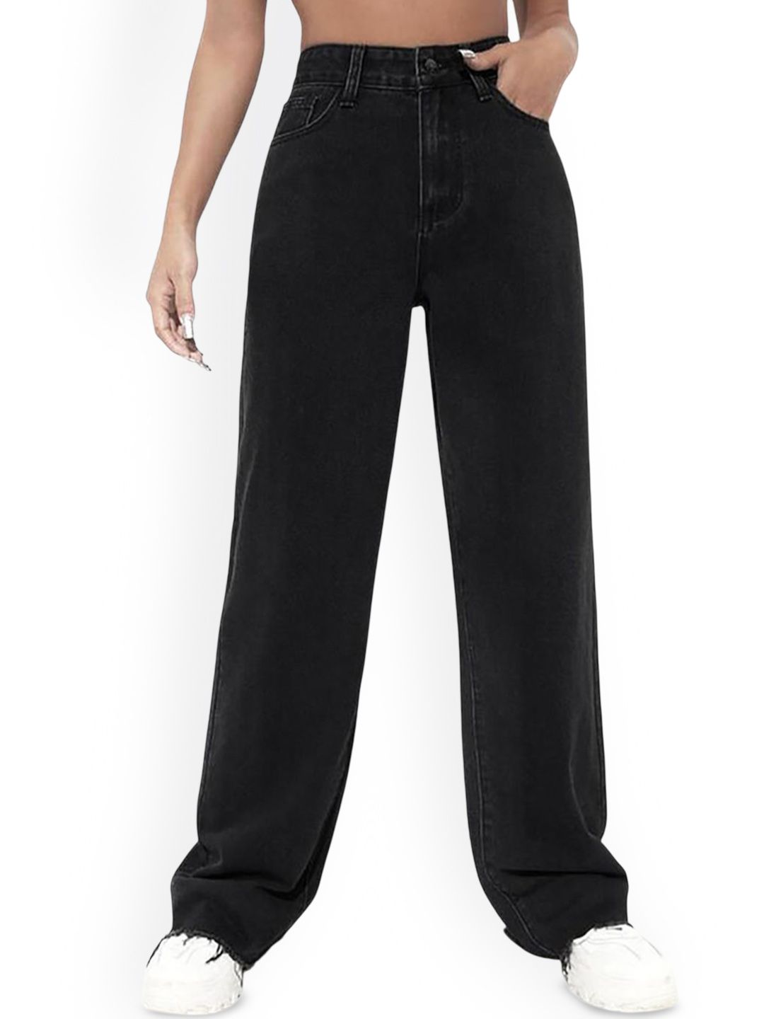 Kotty Women Wide Leg High-Rise Stretchable Cotton Jeans