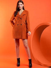 Kotty Notched Lapel Collar Long Sleeves Longline Overcoat