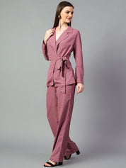 Kotty Purple V-Neck Long Sleeves Coat & Trouser