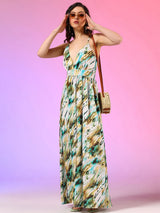 Kotty Women Abstract Printed Sleeveless Maxi Dress