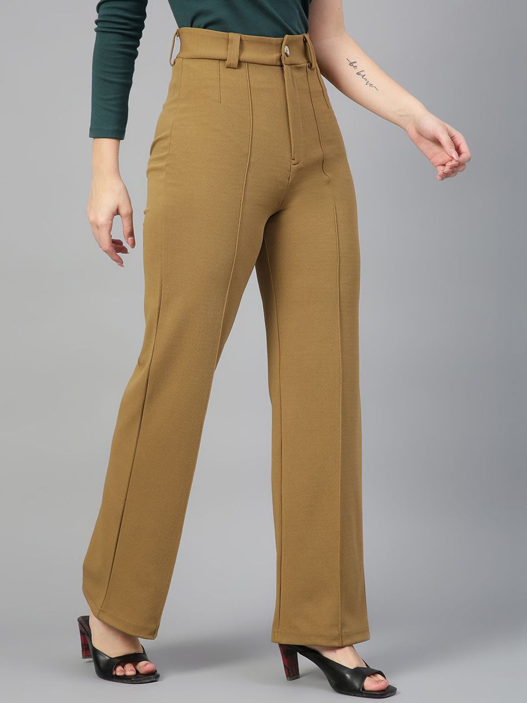 Kotty Black and Mustard Brown Long Sleeves T-Shirt with Trouser