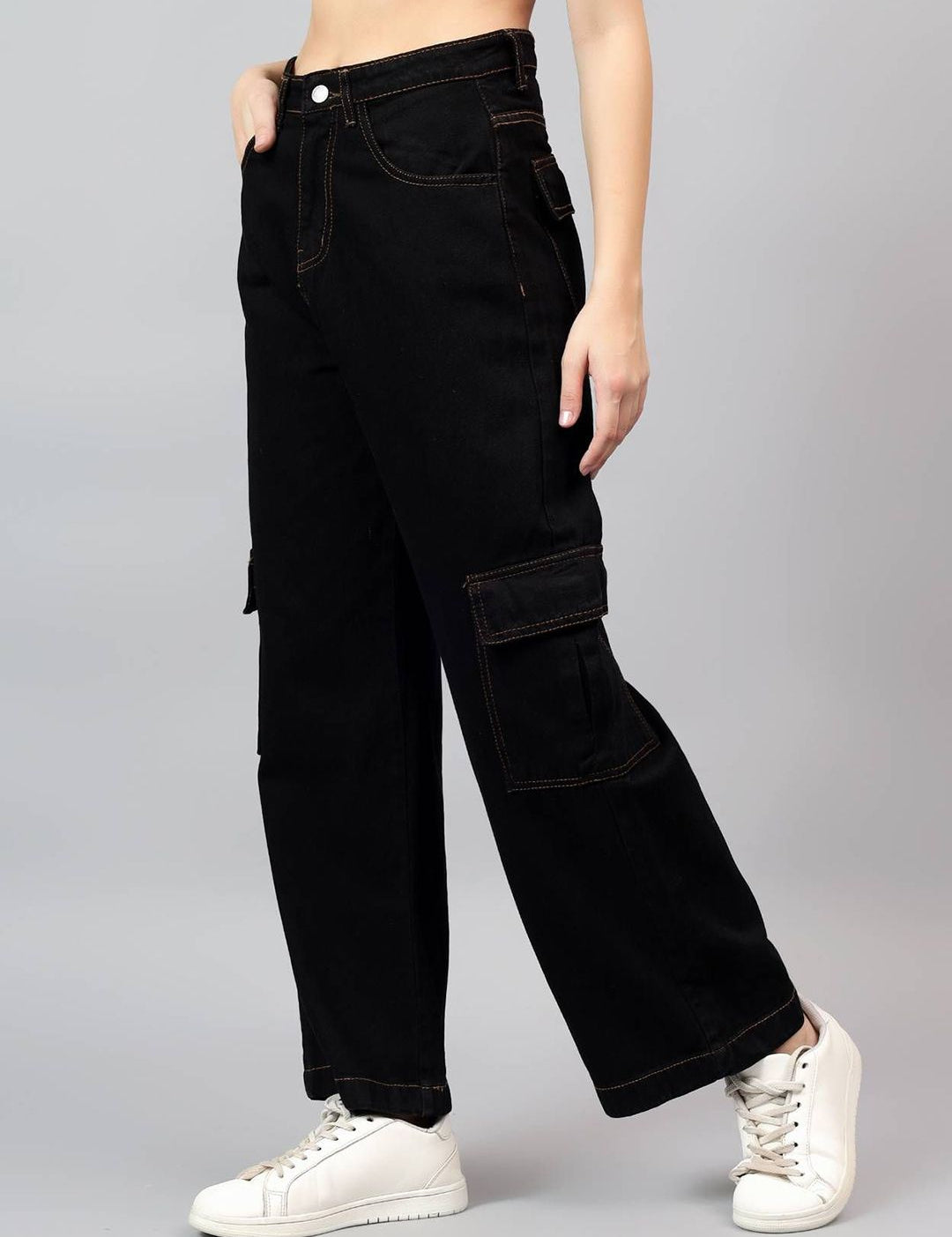 Kotty Women Wide Leg High-Rise Cotton Stretchable Jeans