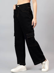 Kotty Women Wide Leg High-Rise Cotton Stretchable Jeans