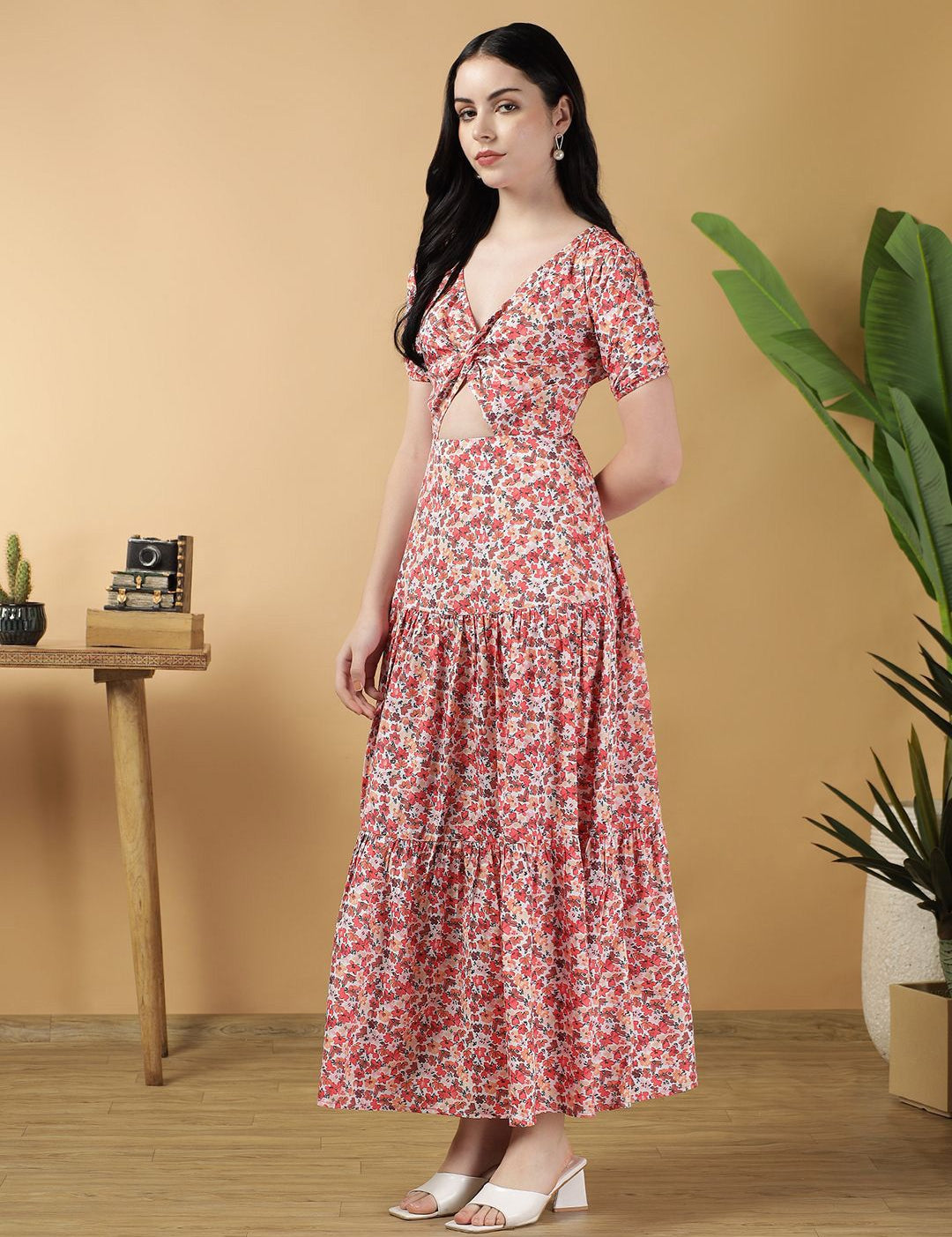 Kotty Women Printed Fit & Flare Midi Dress