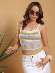 Kotty Women Embellished Cotton Crop Top