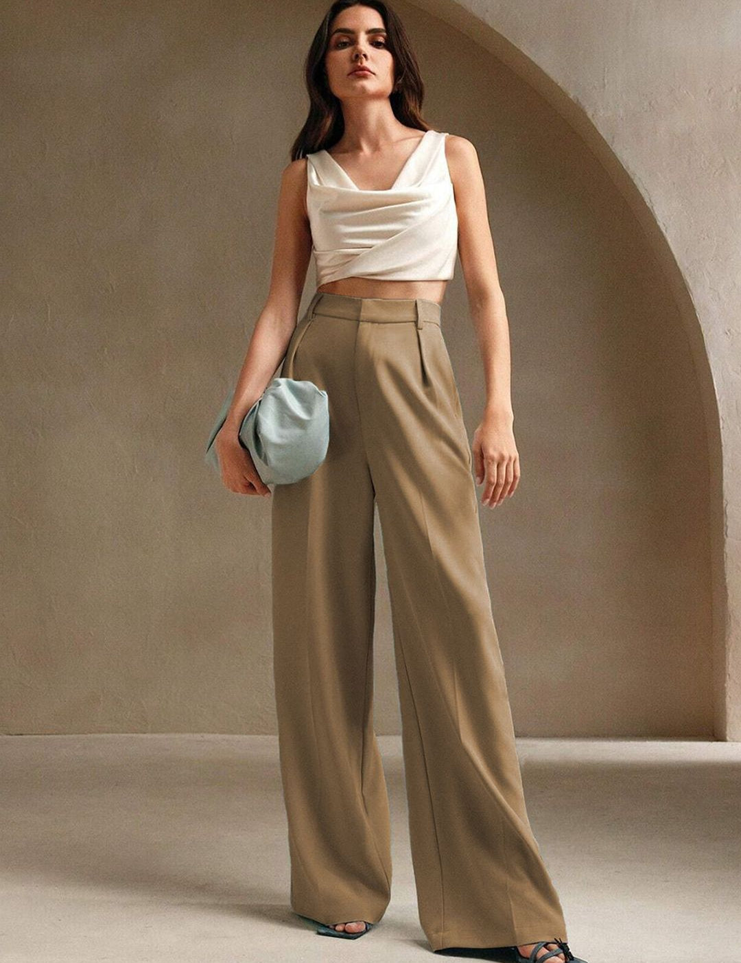 Kotty Women Relaxed Fit High-Rise Pleated Trousers