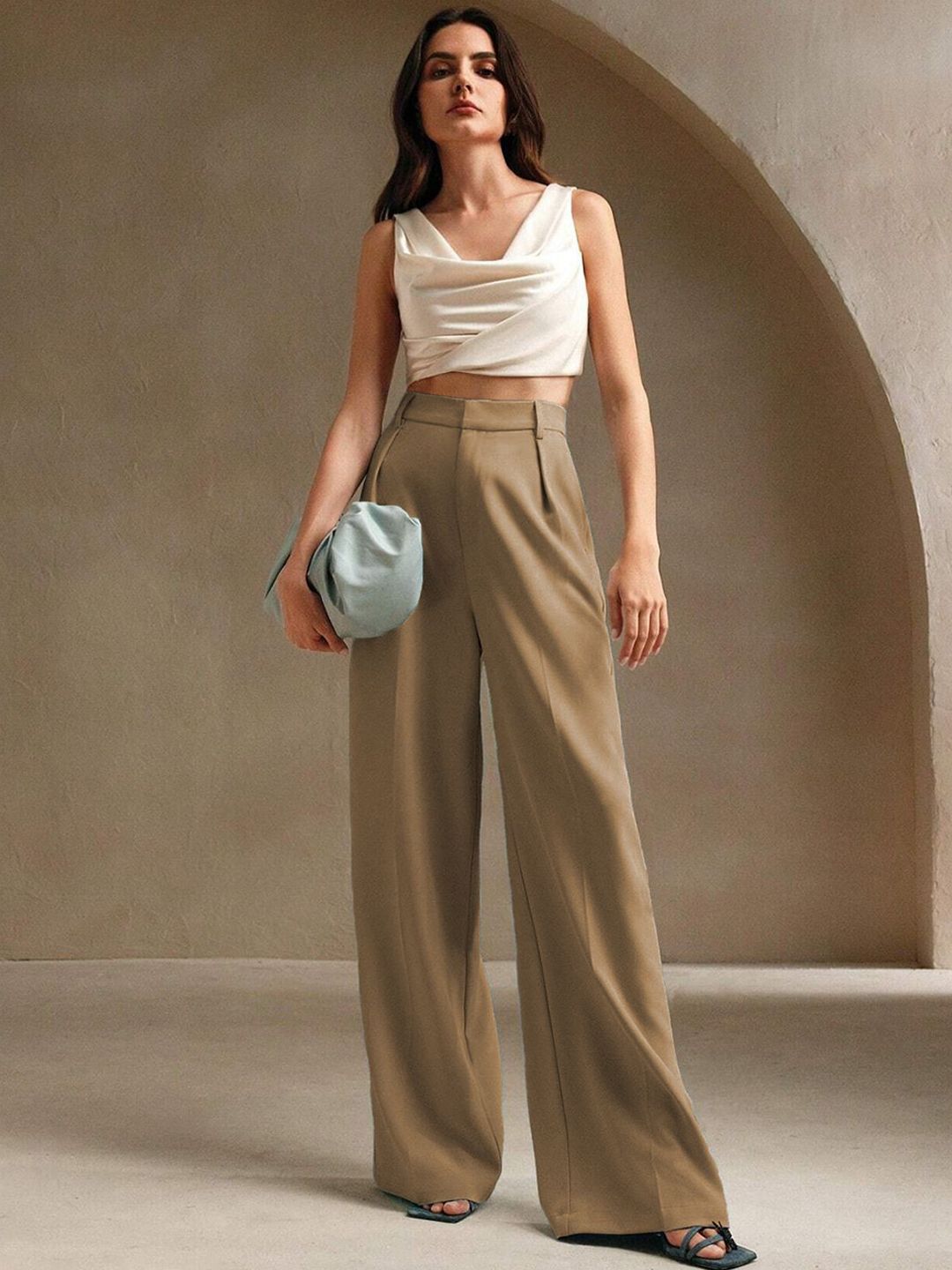 Kotty Women Relaxed Fit High-Rise Pleated Trousers