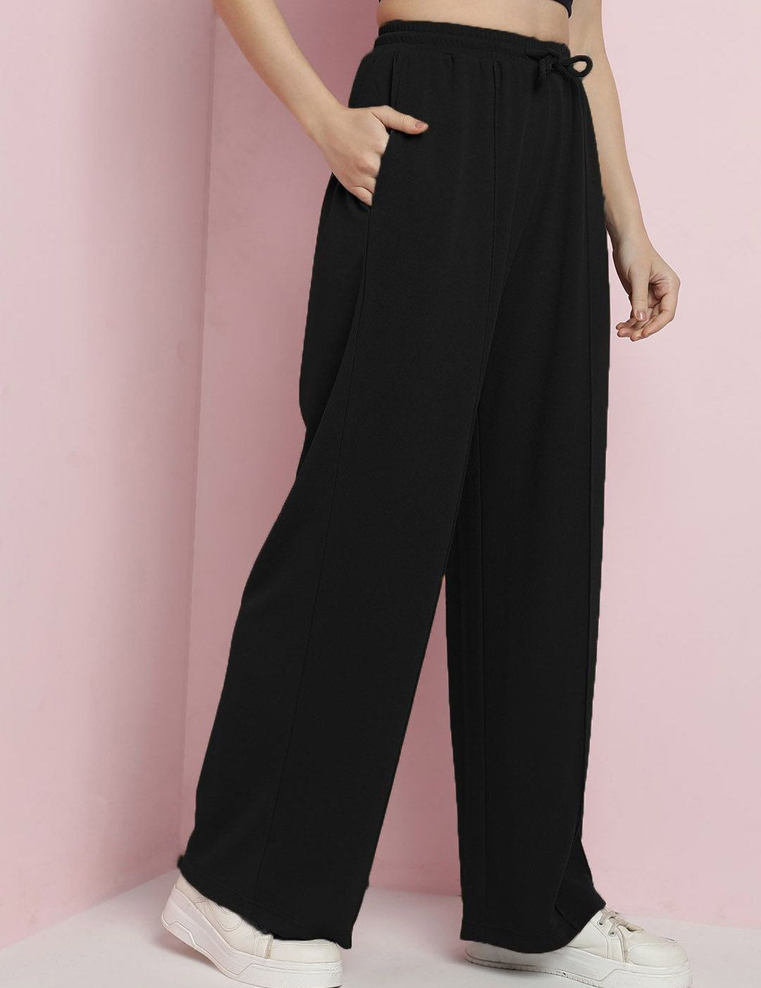 Kotty Women Relaxed Straight Fit High-Rise Parallel Trousers
